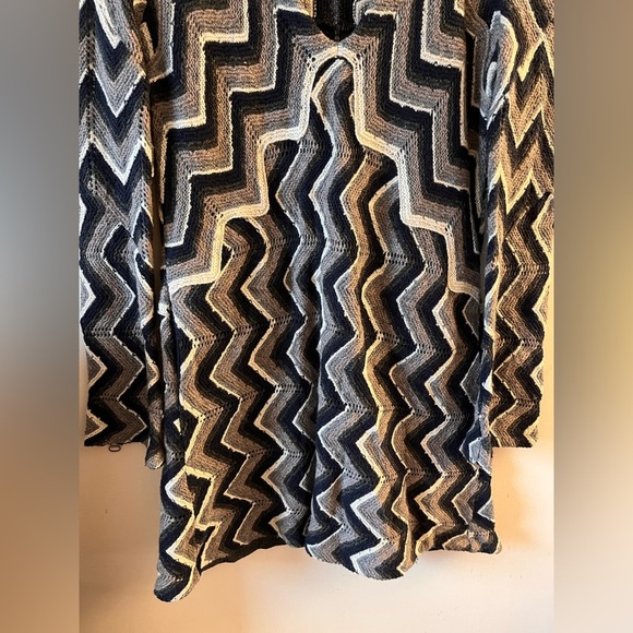 Free People Wool-Blend Chevron Patterned Black and Gray Dress - XS - Picture 9 of 13